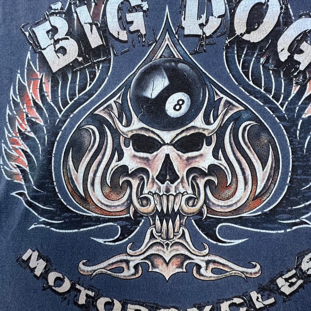 Big Dog Motorcycles T-Shirt Mens XXL Blue Skull 8-Ball Greensboro NC Biker Tee - Picture 9 of 14